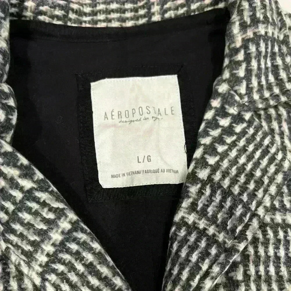 Aeropostale cotton material, Blazer style plaid Jacket large black/white/gray - Picture 9 of 9